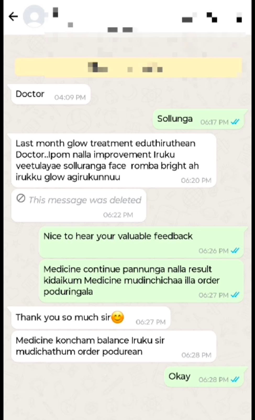 Glow Treatment patient result